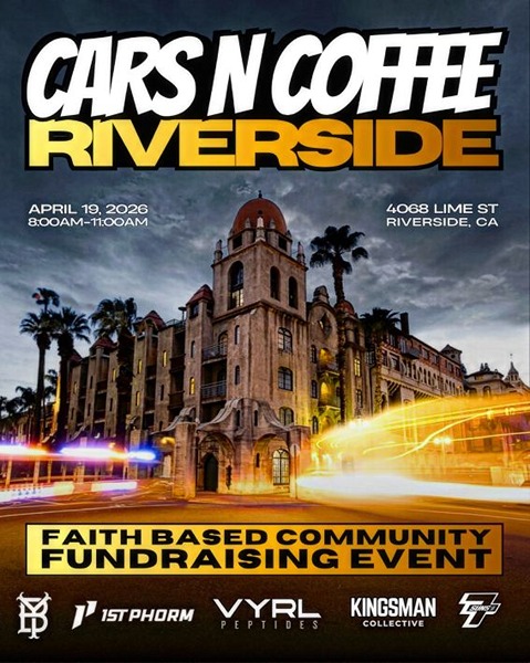 Cars N Coffee Riverside flyer April 2026